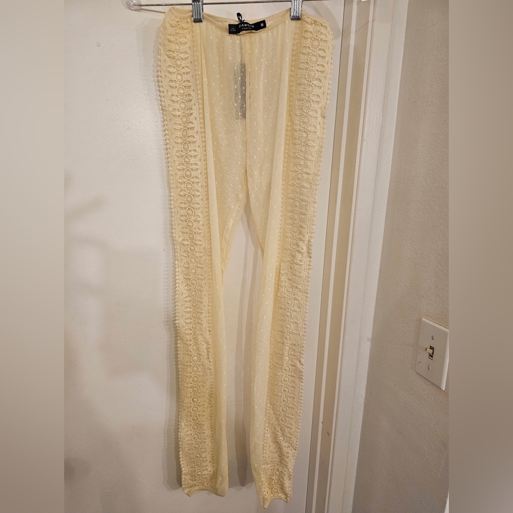 Diamond Supply Co. Ivory Lacy Leggings - Size Medium Sheer